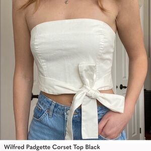 Wilfred Black Bustier Crop Top with Tie Front